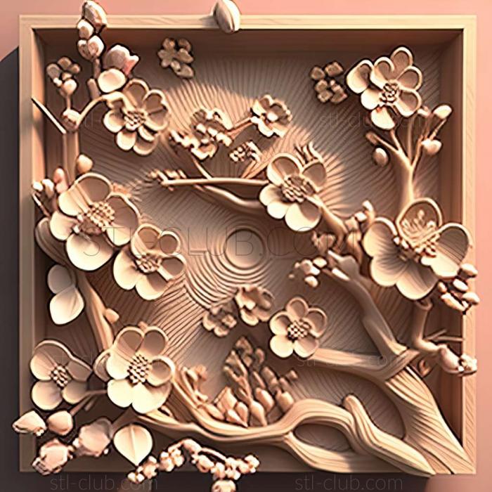 3D model cherry blossoms (STL)